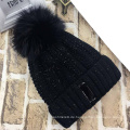 Frauen Unisex Herbst Winter warme gestrickte Twisted Kabel POM POM Caps Beanie geflochtener Hut (HW123)